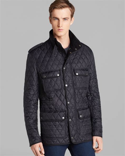 burberry brit black mens quilted with leather trim coat jacket|burberry quilted jacket sale women.